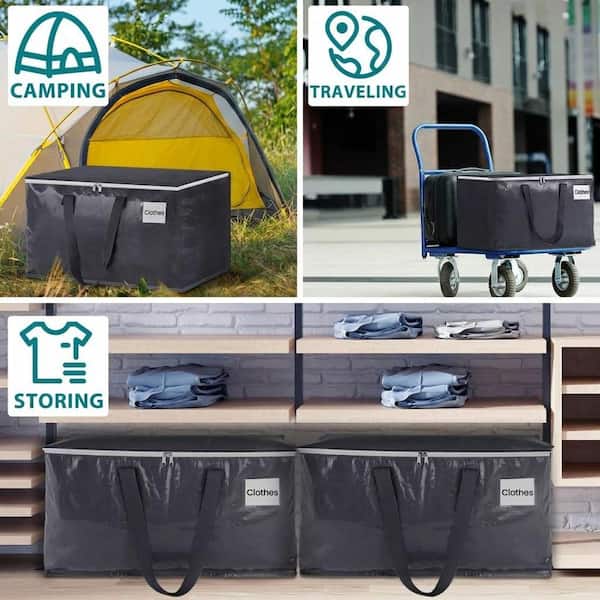 Anqtovp Grey Finish Collapsible Heavy Duty Luggage Storage Tote