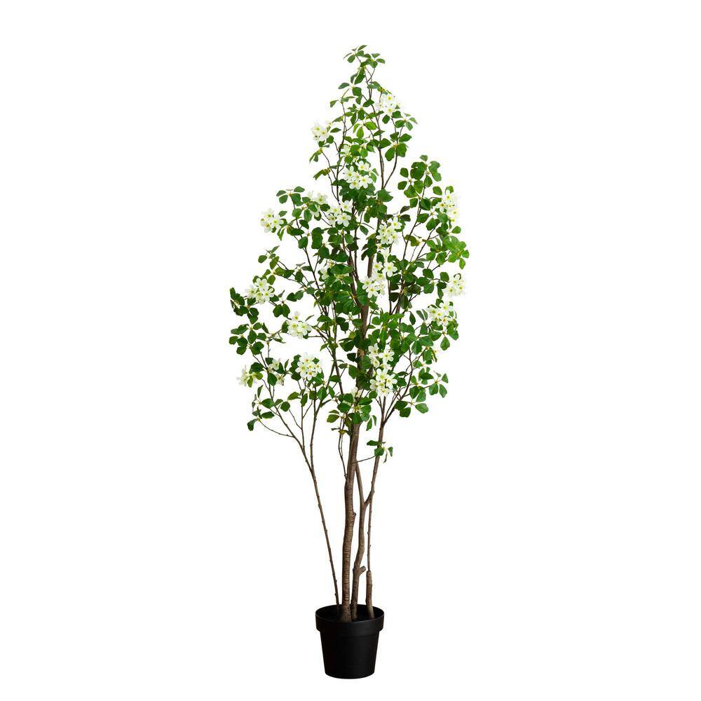 Nearly Natural 6 ft. Artificial Dogwood Tree with Real Touch Leaves