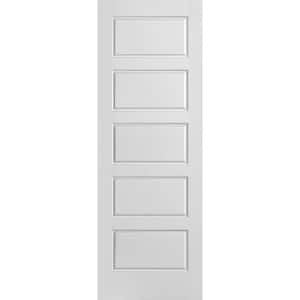 28 in. x 80 in. Riverside Smooth 5-Panel Equal Hollow Core Primed Composite Interior Door Slab