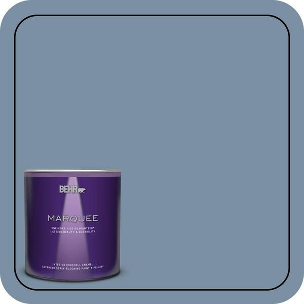 BEHR MARQUEE 1 qt. #S510-4 Jean Jacket Blue One-Coat Hide Eggshell Enamel Interior Paint & Primer