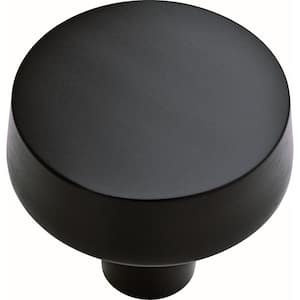Soft Modern 1-3/8 in. (38 mm) Matte Black Round Cabinet Knob