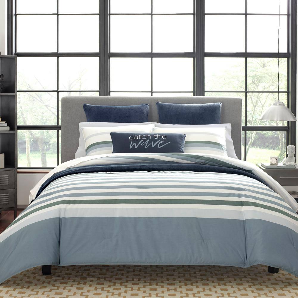 Lansier Twin XL Gray and White Cotton Duvet Cover Set