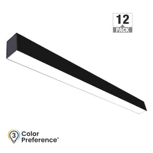 4 ft. 64-Watt Equivalent Integrated LED Black Strip Light Fixture Architectural Linear 4600 Lumens Dimmable (12-Pack)