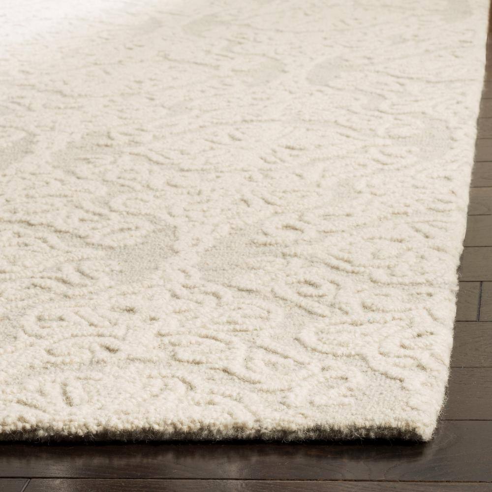 Ivory Floral Hand-Tufted Wool Runner Rug