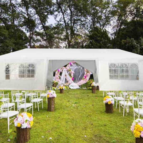 10'x30' Party Tent W/ 8 Walls Metal Tent Canopy Outdoor Wedding Gazebo White 