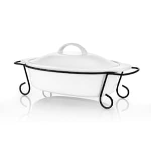 Gracious Dining Oval Stoneware Bakeware with Lid and Metal Rack