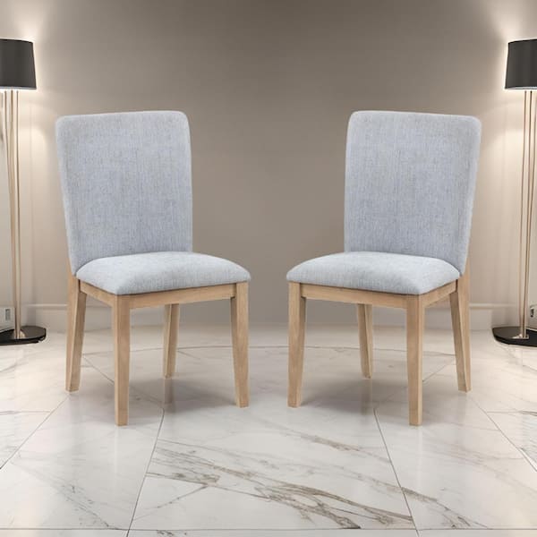 Benjara Gray and Brown Fabric Wooden Frame Dining Chair (Set of 2)