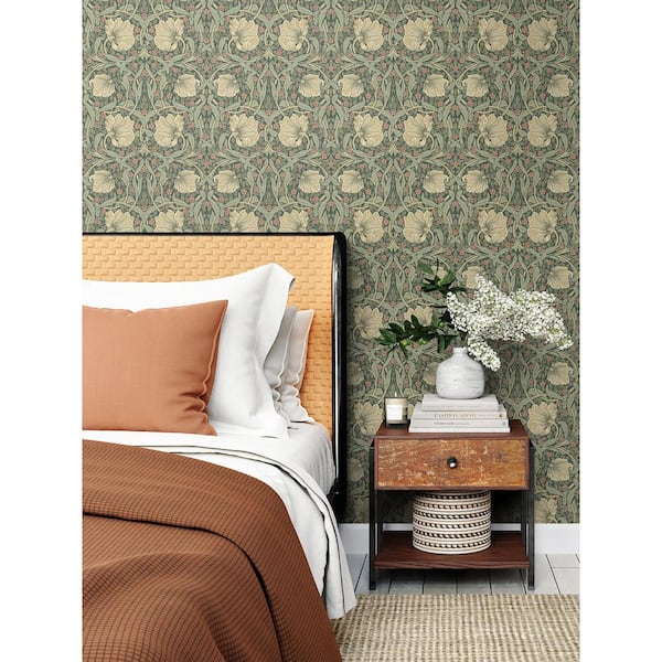 40.5 sq. ft. Gardenia & Sage Pimpernel Floral Vinyl Peel and Stick Wallpaper Roll