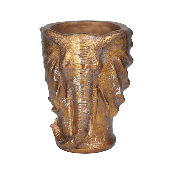 Litton Lane 10 in. x 14 in. Bronze Polystone Traditional Planter