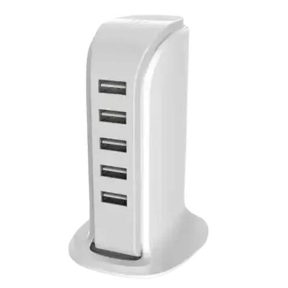 Etokfoks White Smart Power Tower 5 USB PORTS 6A, 30-Watts for Every ...