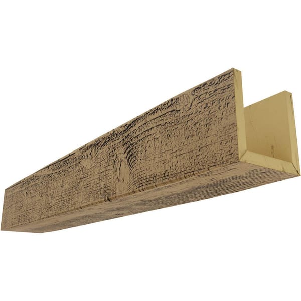 Ekena Millwork 8 in. x 8 in. x 8 ft. 3-Sided (U-Beam) Rough Sawn Natural Golden Oak Faux Wood Ceiling Beam
