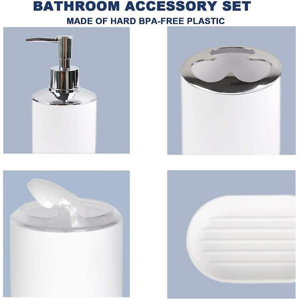 Dyiom Bathroom Accessories Set 6-Piece Plastic Gift Set, White