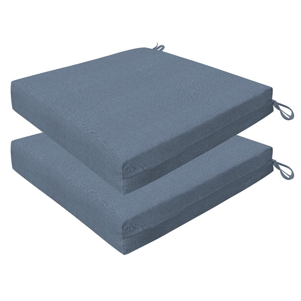 Outdoor 20 in. Square Premium Dining Seat Cushion Heathered Solid Blue (Set