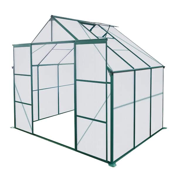 94 in. W x 73 in. D x 89 in. H Double-Door Polycarbonate Greenhouse Heavy Duty Walk-in Greenhouses for Outdoor Backyard