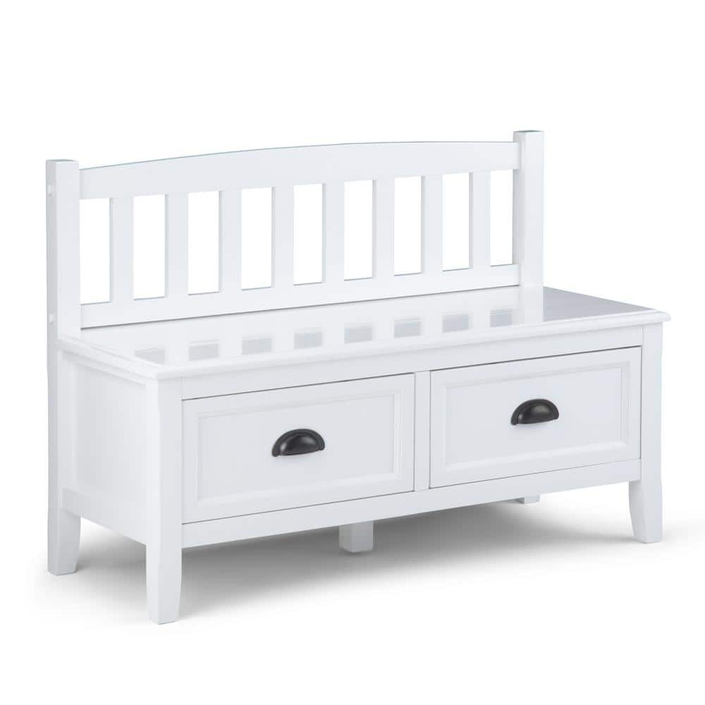 Burlington Solid Pine 42" White Entryway Bench with Storage Drawers
