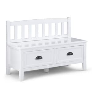 Burlington Solid Wood 42 in. Wide Transitional Entryway Storage Bench with Drawers in White