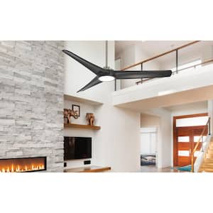 Timber 68 in. Integrated LED Indoor Brushed Nickel with Coal Smart Ceiling Fan with Light with Remote Control