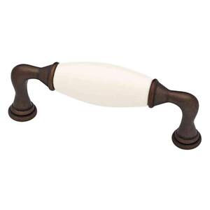 Ceramic 3-3/4 in. (96 mm) Cocoa Bronze and Ivory Cabinet Drawer Pull