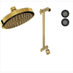 Shower Head with 11 in. Arm 1-Spray Patterns with 1.8 GPM 6 in. Ceiling Mount Rain Fixed Shower Head in Egyptian Gold