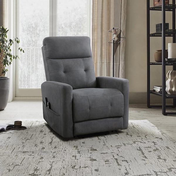 Lazzara Bree Dark Gray Microfiber Power Lift Recliner Chair