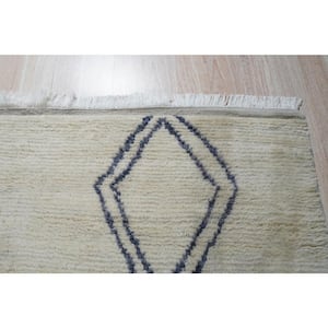 Ivory 8 ft. x 10 ft. Hand-Knotted Wool Modern Moroccan Rug Area Rug