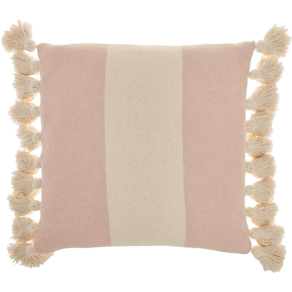 Mina Victory Lifestyles Blush Striped 18 in. x 18 in. Throw Pillow