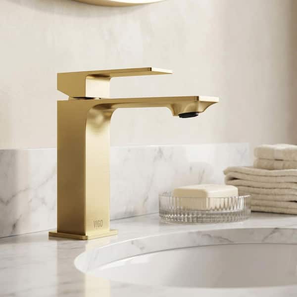 Dunn Single Handle Single-Hole Bathroom Faucet in Matte Brushed Gold