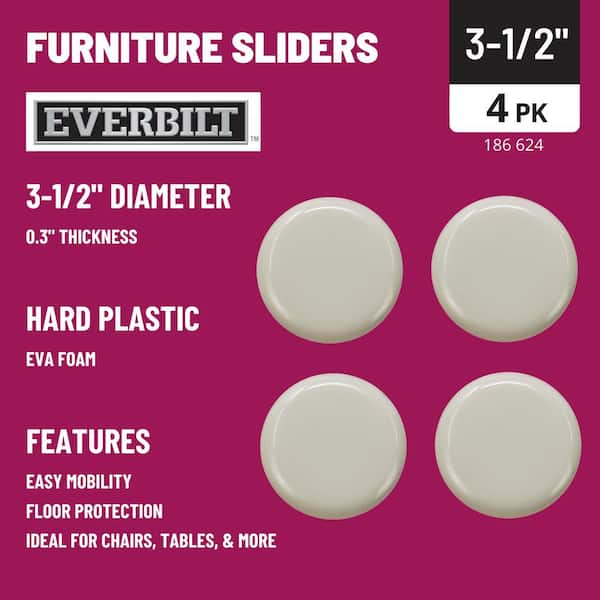 Super Sliders 3 1/2 x 6 Oval Reusable Furniture Sliders for Hard Surfaces  - Effortless Moving and Surface Protection, Beige (4 Pack)
