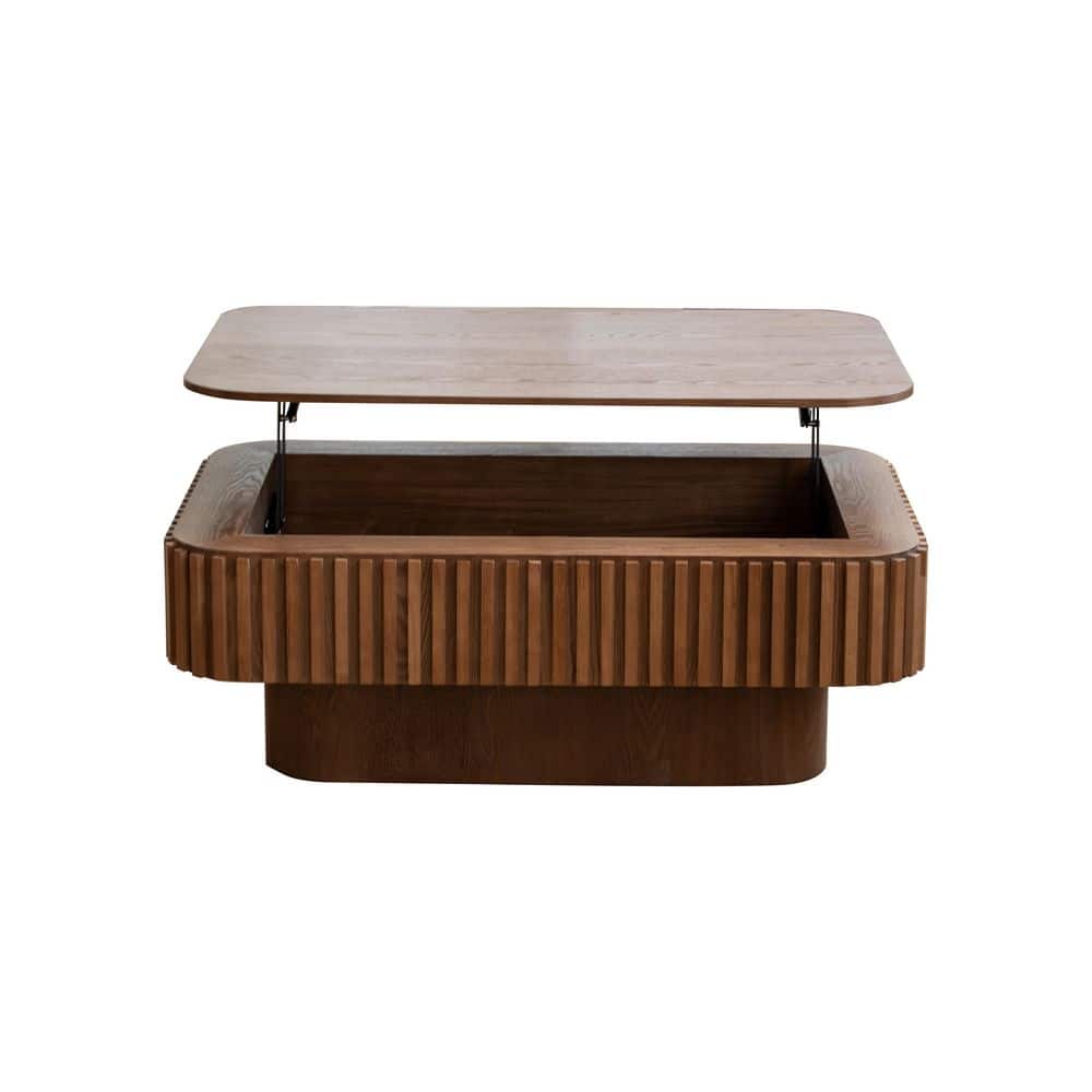Lucan 38.6 in. Modern Walnut Rectangle Fluted Wood Lift-top Coffee Table with Storage price history on PriceWatchPro