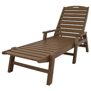 Nautical Teak Stackable Plastic Outdoor Patio Chaise Lounge