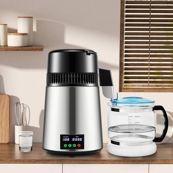 1.1 Gal./17 Cups Water Distiller,0.3 Gal./H, 750W Water Maker,0-99 H Timer,304 Stainless Steel,Silver Electric Kettle
