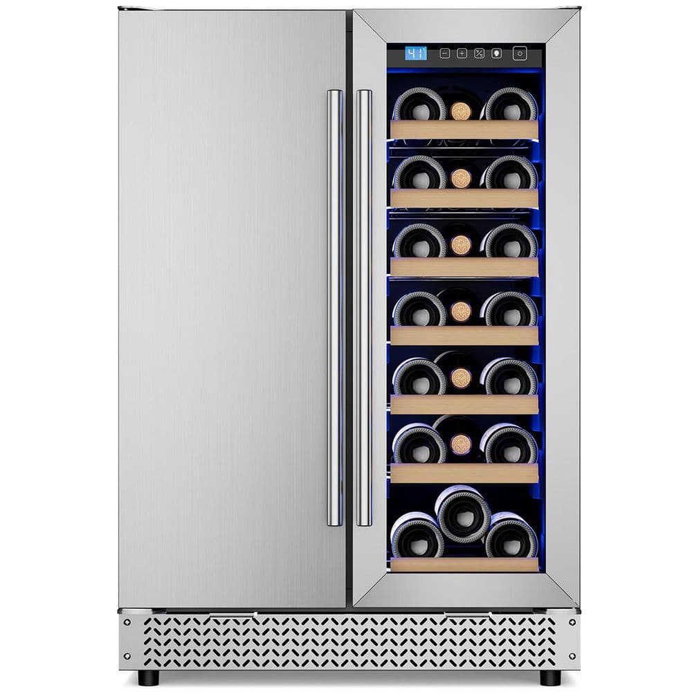 24 in. Built-in Dual Zone Wine and Beverage Refrigerator with 21 Bottles and 70 Cans, French Door-Stainless Steel price history on PriceWatchPro