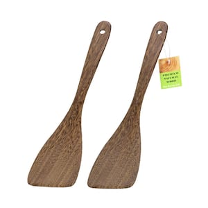 2PCS Natural Wood Flat Spatula Set Heat-Resistant Non-Stick Friendly Kitchen Cooking Utensil Accessory
