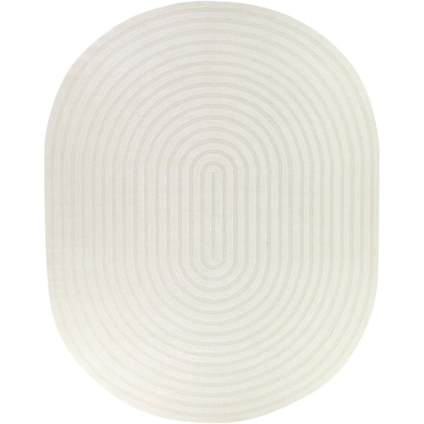 Barnfield Cream 5 ft. x 7 ft. Oval Oval High-Low Area Rug
