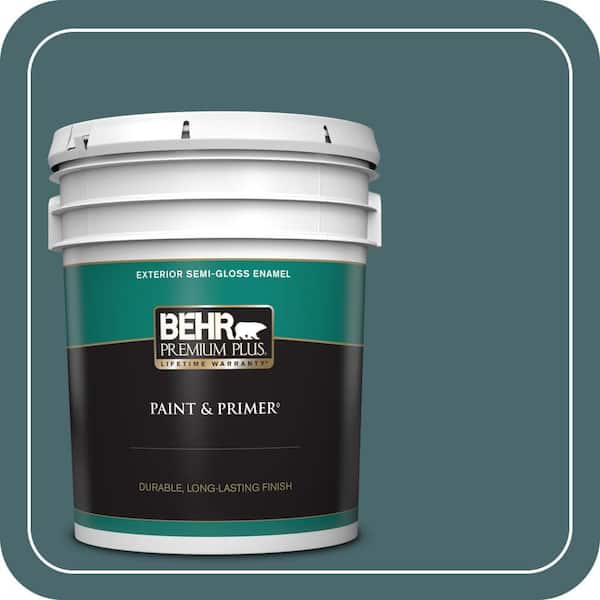 BEHR PREMIUM PLUS 5 gal. #500F-7 Mythic Forest Semi-Gloss Enamel Exterior Paint & Primer