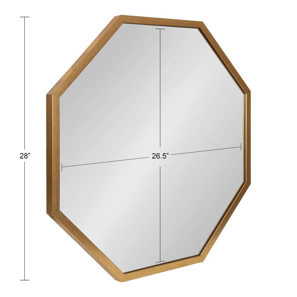 Gold Octagon Geometric Framed Wall Mirror, 28 x 28
