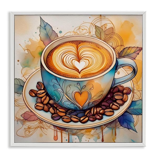 Stupell Industries Modern Cafe Latte by Alina Georgescu White Framed Food Giclee Art Print 24 in. x 24 in.