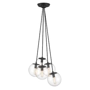 Auresa 5-Light Black Cluster Pendant Light with Clear Glass Shades