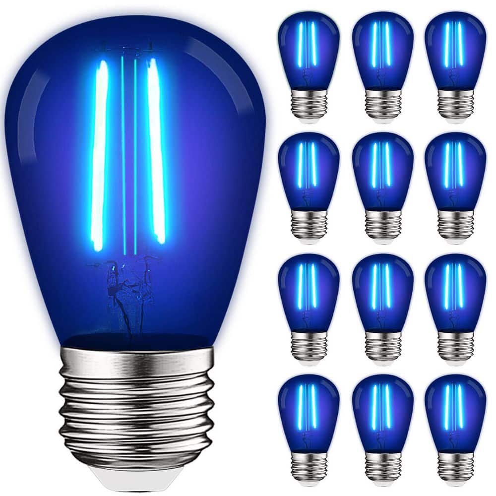 LUXRITE 11-Watt Equivalent S14 Edison LED Blue Light Bulb, 0.5-Watt, Outdoor String Light Bulb, UL, E26 Base Wet Rated (12-Pack) -  LR21733-12PK