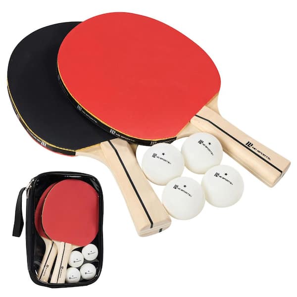 10-in. Ping Pong Paddle Set, 2-Player with Travel Bag 5-Ply Wood Blades, Performance Rubber and 4-Ball Set for Beginners