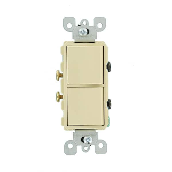 Leviton Decora 15 Amp Single Pole Dual Rocker Switch, Ivory