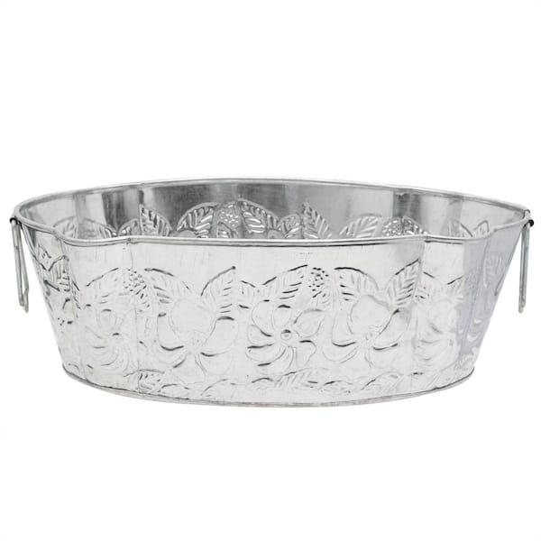 ACHLA DESIGNS Vintage Embossed Oval Tub, 13 in. W Steel