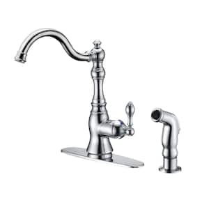 Single-Handle Standard Kitchen Faucet with Side Sprayer in Rust and Spot Resist in Polished Chrome
