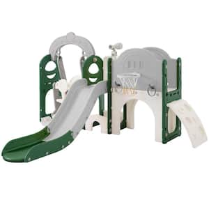 Green HDPE Indoor and Outdoor Playset Small Kid withSwing, Telescope, Slide