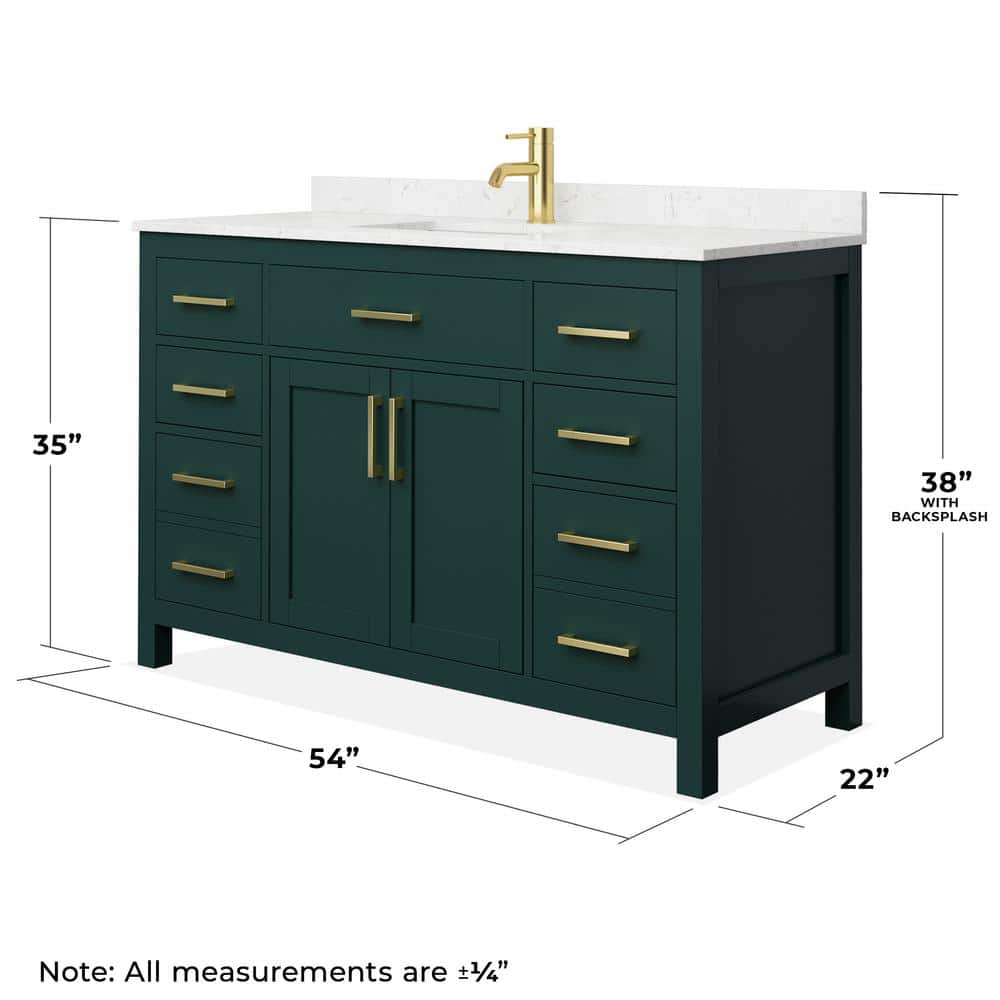 Beckett 54" Green Freestanding Single Bathroom Vanity with Marble Top