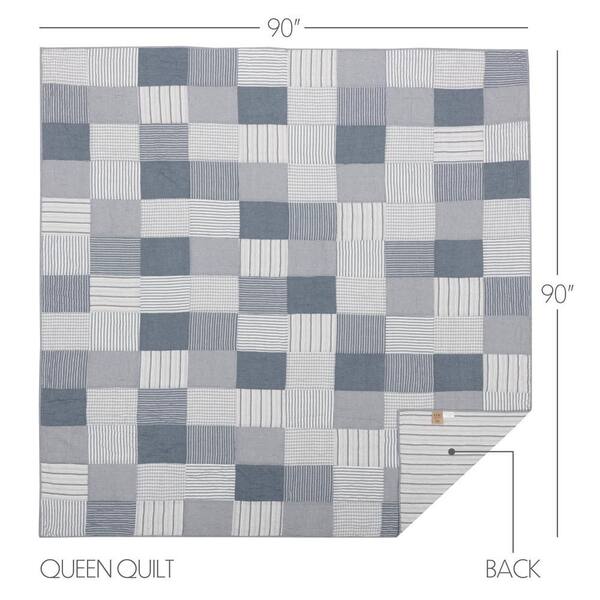 VHC BRANDS Sawyer Mill Blue Farmhouse Patchwork Queen Cotton Quilt