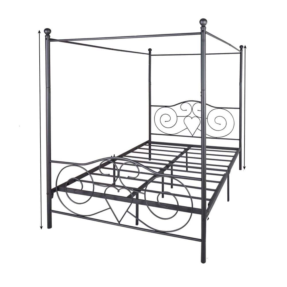 wetiny Black Metal Canopy Bed Frame 1221W84036133 The Home Depot