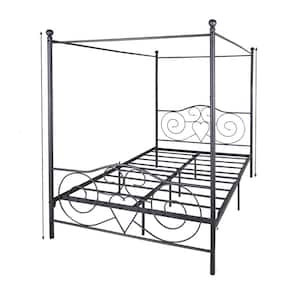 Black Metal Canopy Bed Frame
