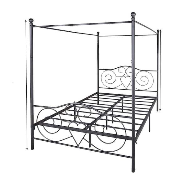 wetiny Black Metal Canopy Bed Frame 1221W84036133 - The Home Depot