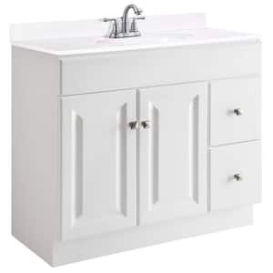 Wyndham 36 in. W x 21 in. D Unassembled Bath Vanity Cabinet Only in White Semi-Gloss